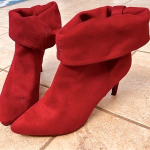 Red Suede Slouch Boots